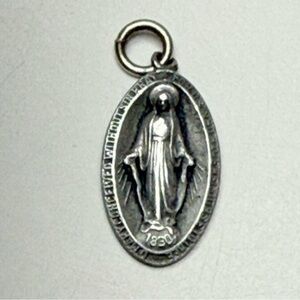 Vintage 1830 Silver Charm or Pendant is of the Madonna - Religious Christian